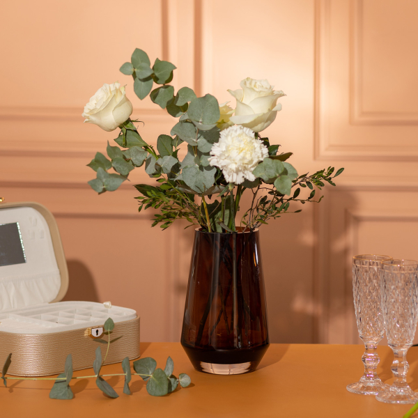 Ваза для квітів скляна 22 см скляна з кольорового скла 1.7 л Коричнева HP-10-26 - фото №2