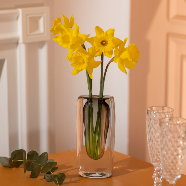 Ваза скляна прозора 8.3х6х18.5 см для квітів декоративна 150 мл HP-10-17 - фото №3