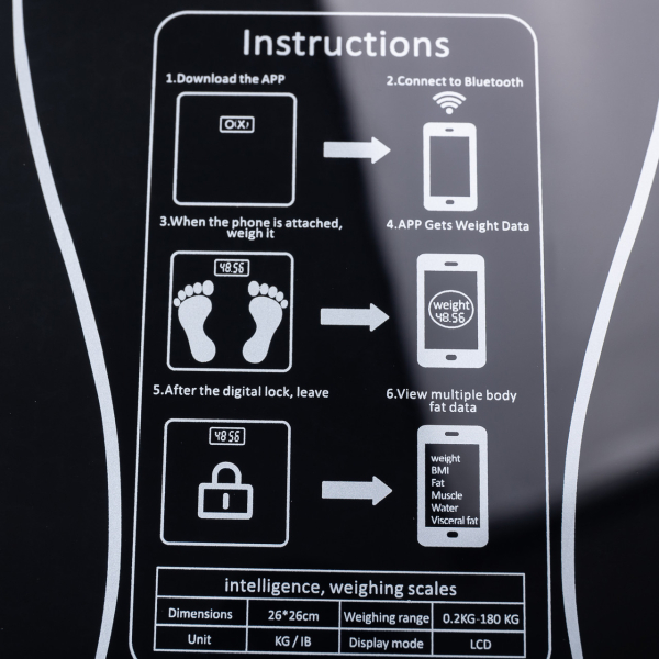 Смарт ваги електронні Sokany 26х26 см  до 180 кг з синхронізацією з телефоном чорні SK-19019B - фото №5