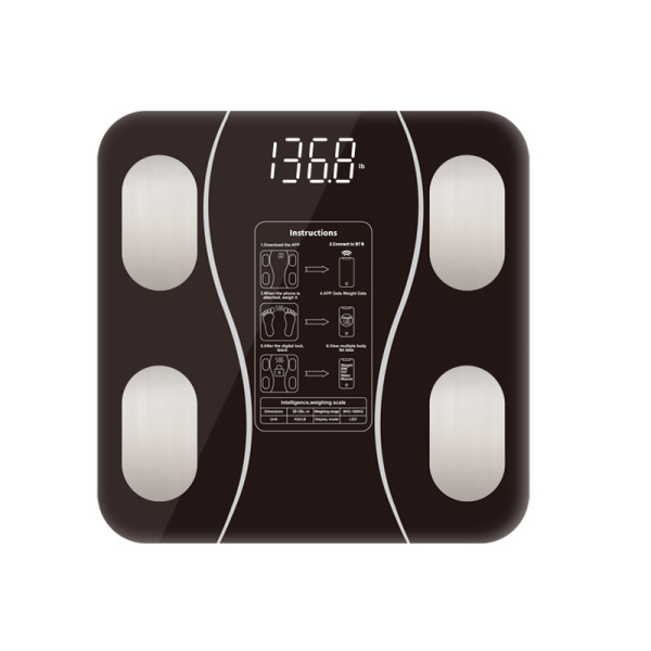 Смарт ваги електронні Sokany 26х26 см  до 180 кг з синхронізацією з телефоном чорні SK-19019B - фото