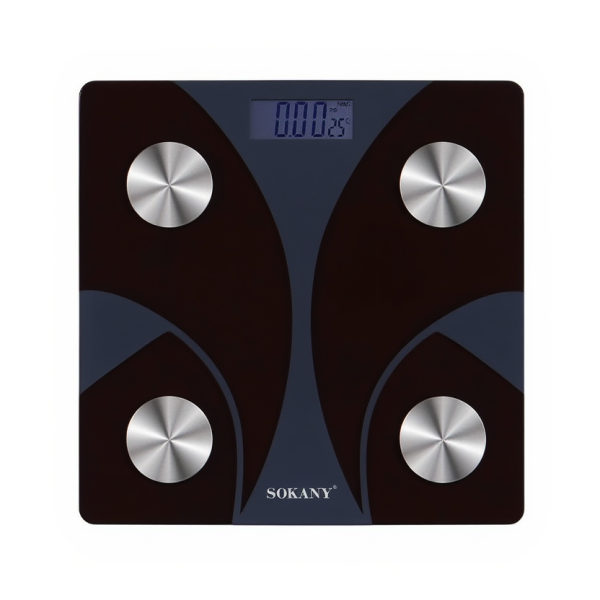 Смарт ваги електронні Sokany 26х26 см до 180 кг з Bluetooth Чорний SK-19029B - фото