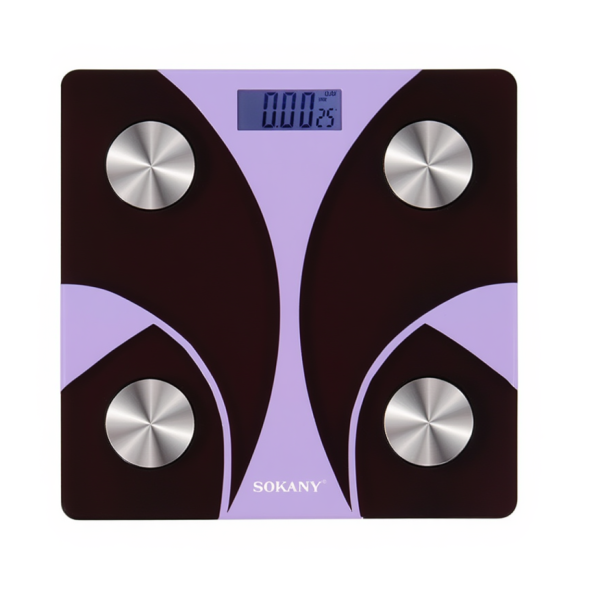 Смарт ваги електронні Sokany 26х26 см до 180 кг з Bluetooth Фіолетовий SK-19029V - фото