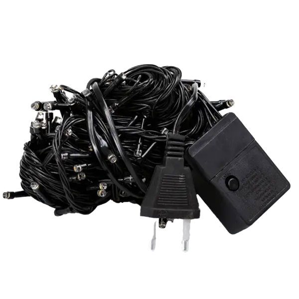 Новорічна гірлянда кімнатна нитка 14 м 160 LED кімнатна гірлянда чорний провід Біле світло W160LED16MBW - фото №8