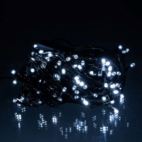 Новорічна гірлянда кімнатна нитка 10 м 120 LED чорний провід Білий W120LED10MBW - фото №7
