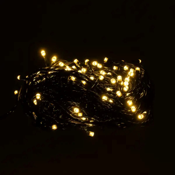 Новорічна гірлянда кімнатна нитка 10 м 120 LED чорний провід Жовтий W120LED10MBY - фото №6
