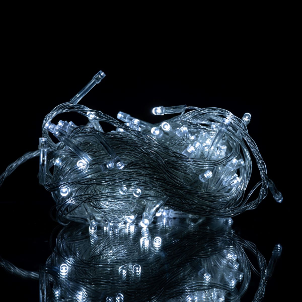 Новорічна гірлянда кімнатна нитка 10 м 120 LED білий провід Білий W120LED10MWW - фото №6