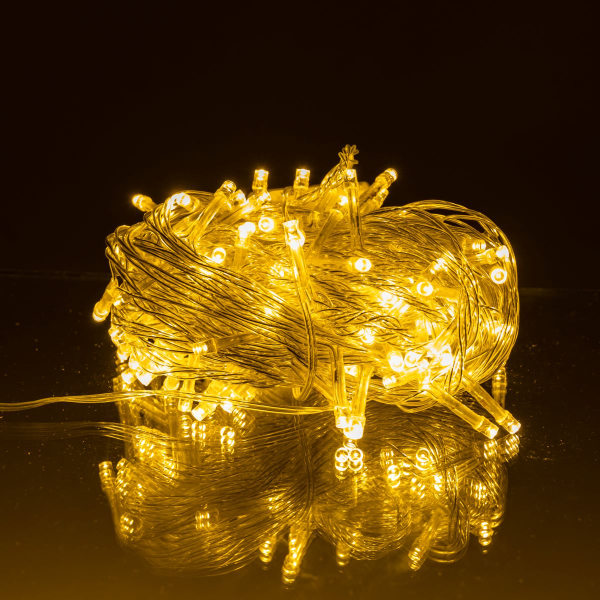 Новорічна гірлянда кімнатна нитка 10 м 120 LED кімнатна гірлянда білий провід Жовте світло W120LED10MWY - фото №7
