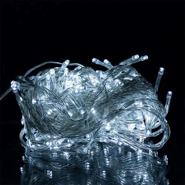 Новорічна гірлянда кімнатна нитка 18 м 180 LED білий провід Білий W180LED18MWW - фото №3