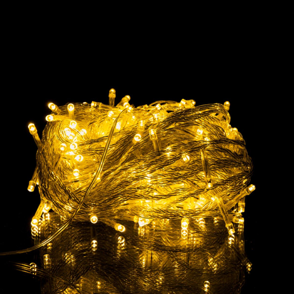 Новорічна гірлянда кімнатна нитка 18 м 180 LED кімнатна гірлянда білий провід Жовте світло W180LED18MWY - фото №6