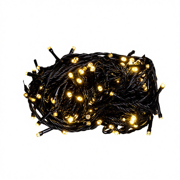 Новорічна гірлянда кімнатна нитка 22 м 220 LED чорний провід Жовтий W220LED22MBY - фото №11