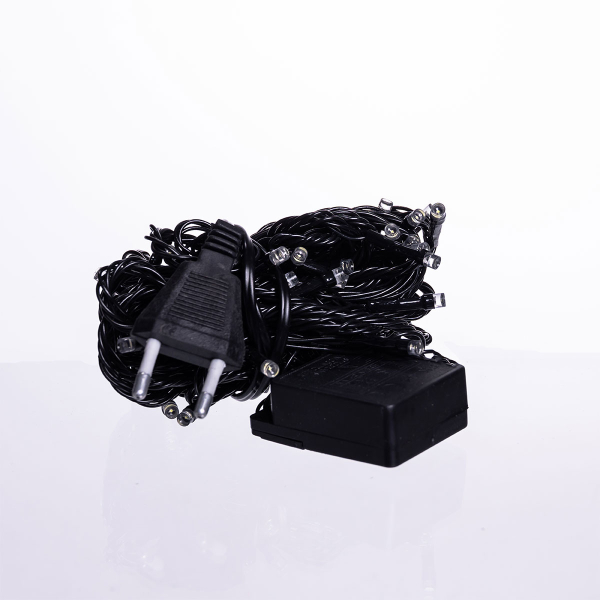 Новорічна кімнатна гірлянда нитка 6 м 50 LED чорний провід Білий W50LED6MBW - фото №9