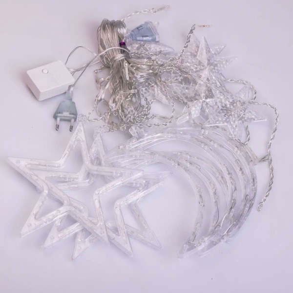 Електрична гірлянда Зірка штора 3 метри на вікно для фотозон мультиколор WYF11ML - фото №11