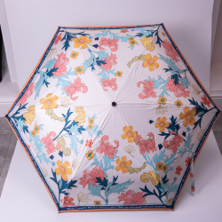 Парасолька механічна елегантна з принтом міцна надійна з поліестеру діаметр 99 см Помаранчевий HP-23-15O